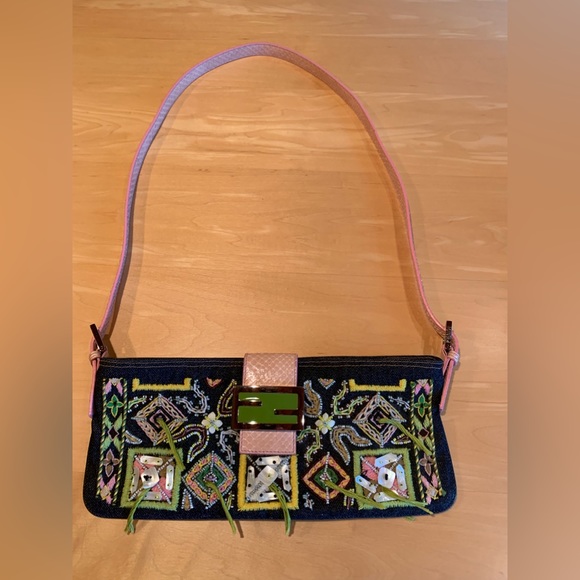 Fendi Handbags - Fendi Denim Beaded Crossbody